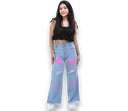 Jeans Estampada Wide Leg Juvenil