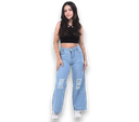 Jeans Estampada Wide Leg Juvenil