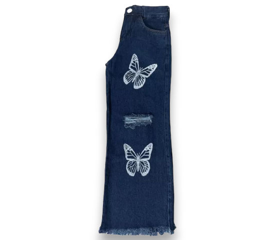 Jeans Estampada Wide Leg Juvenil