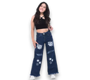 Jeans Estampada Wide Leg Juvenil