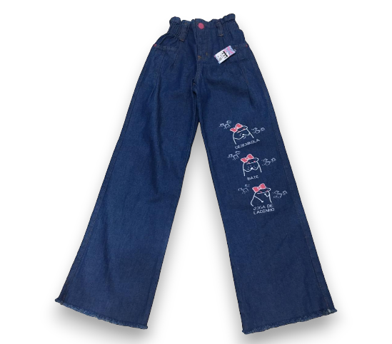 Jeans Estampada Wide Leg Juvenil