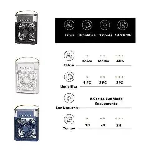 Ventilador Mini Ar Condicionado Portátil Umidificador Informação Rezous Shopping.webp