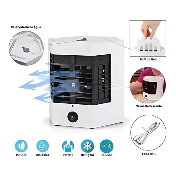Ventilador Portátil com Função Ar Condicionado Blanco.webp