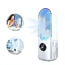Design Sofisticado Mini Ventilador de Mesa com LED 6 Velocidades Blanco.webp