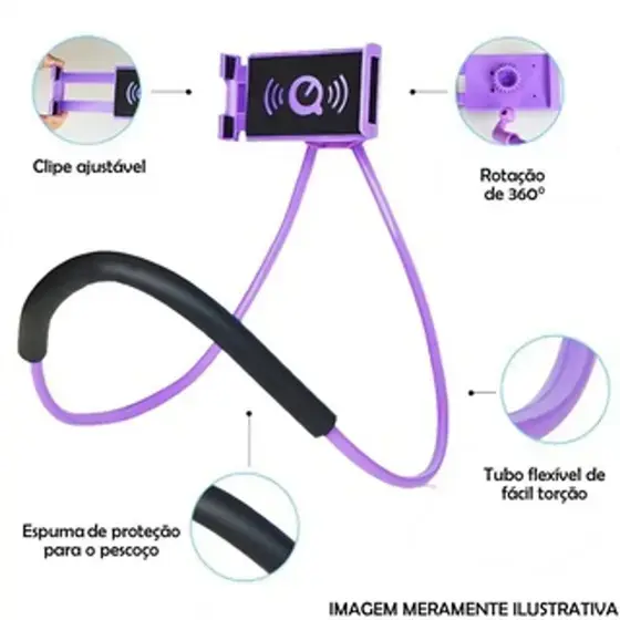 Suporte Para Celular De Pescoço Universal Selfie Articulado mais Ilustrativo.webp