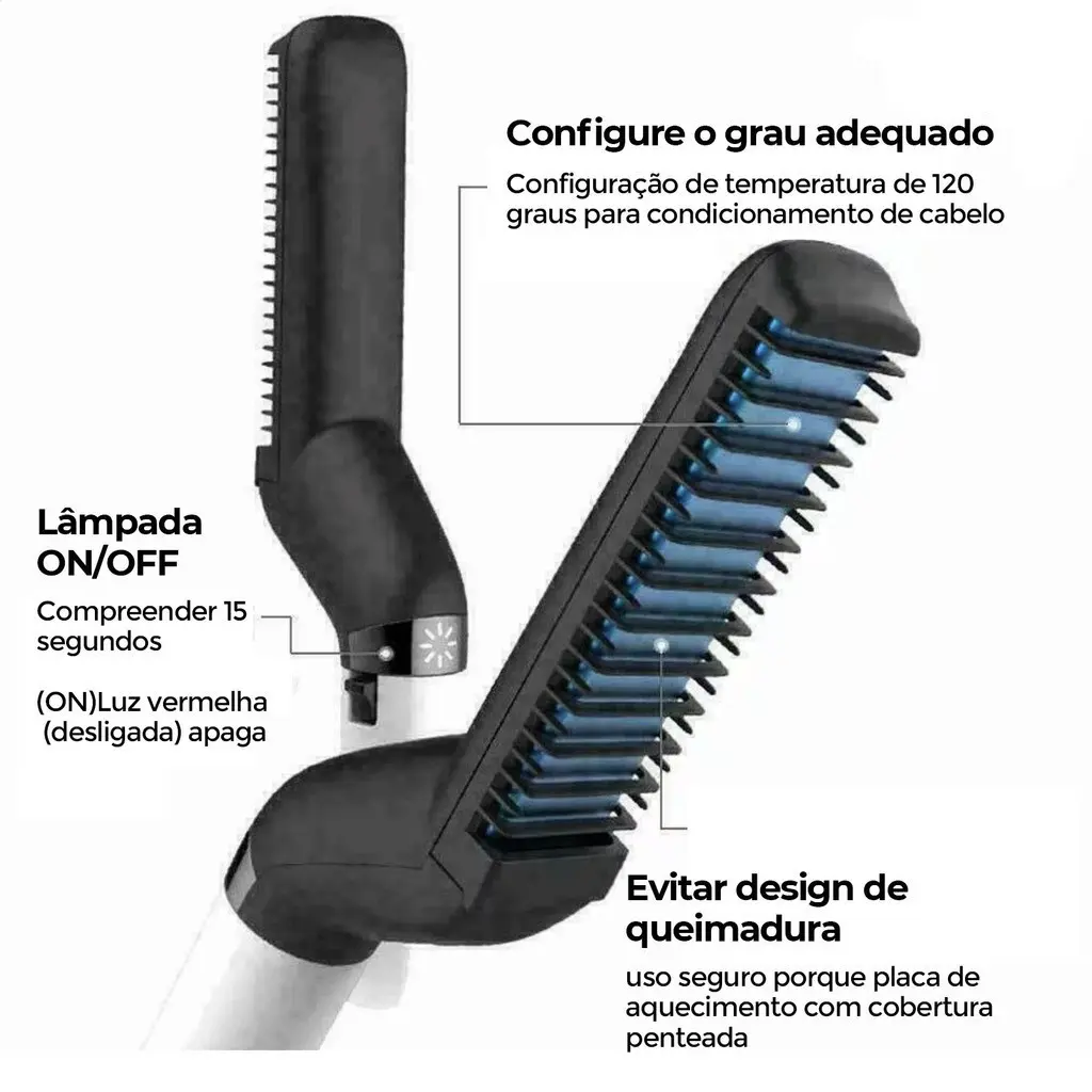 Escova Barba Chapinha Modelador Pente Portatil Informação.webp