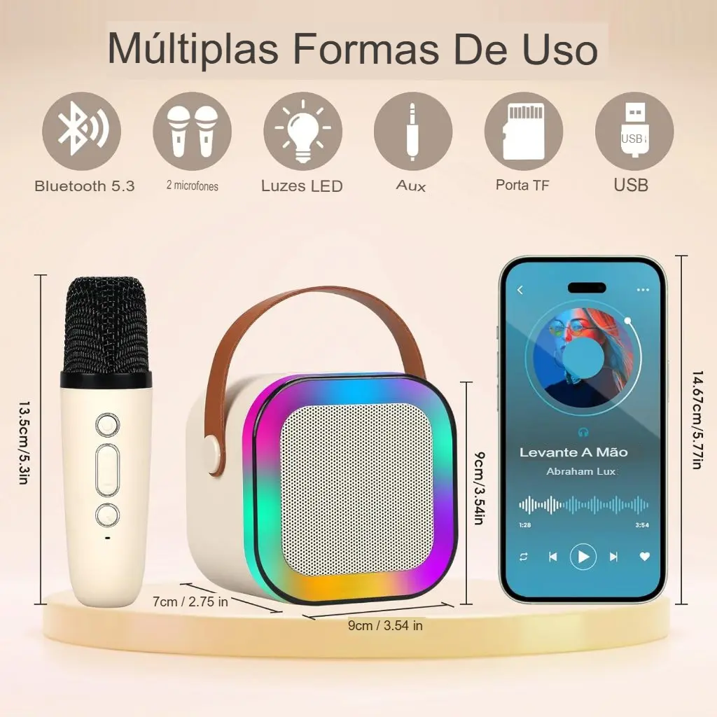 Caixa De Som C-Microfones Karaokê Brincadeiras Uso Multi.webp