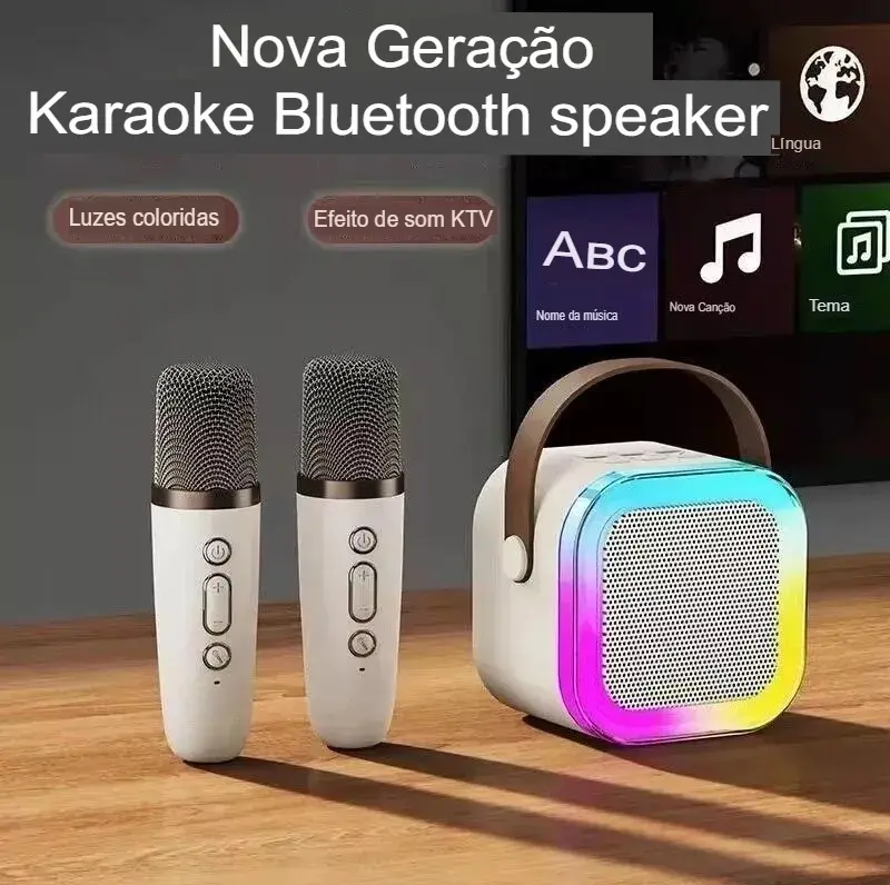 Caixa De Som C-Microfones Karaokê Brincadeiras Novo.webp
