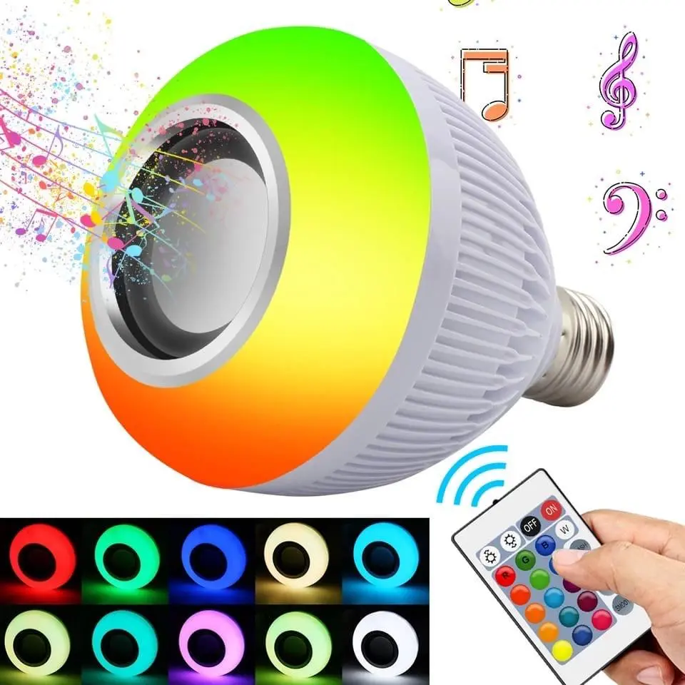 Lâmpada Bluetooth Led Caixa De Som Multi Cores.webp