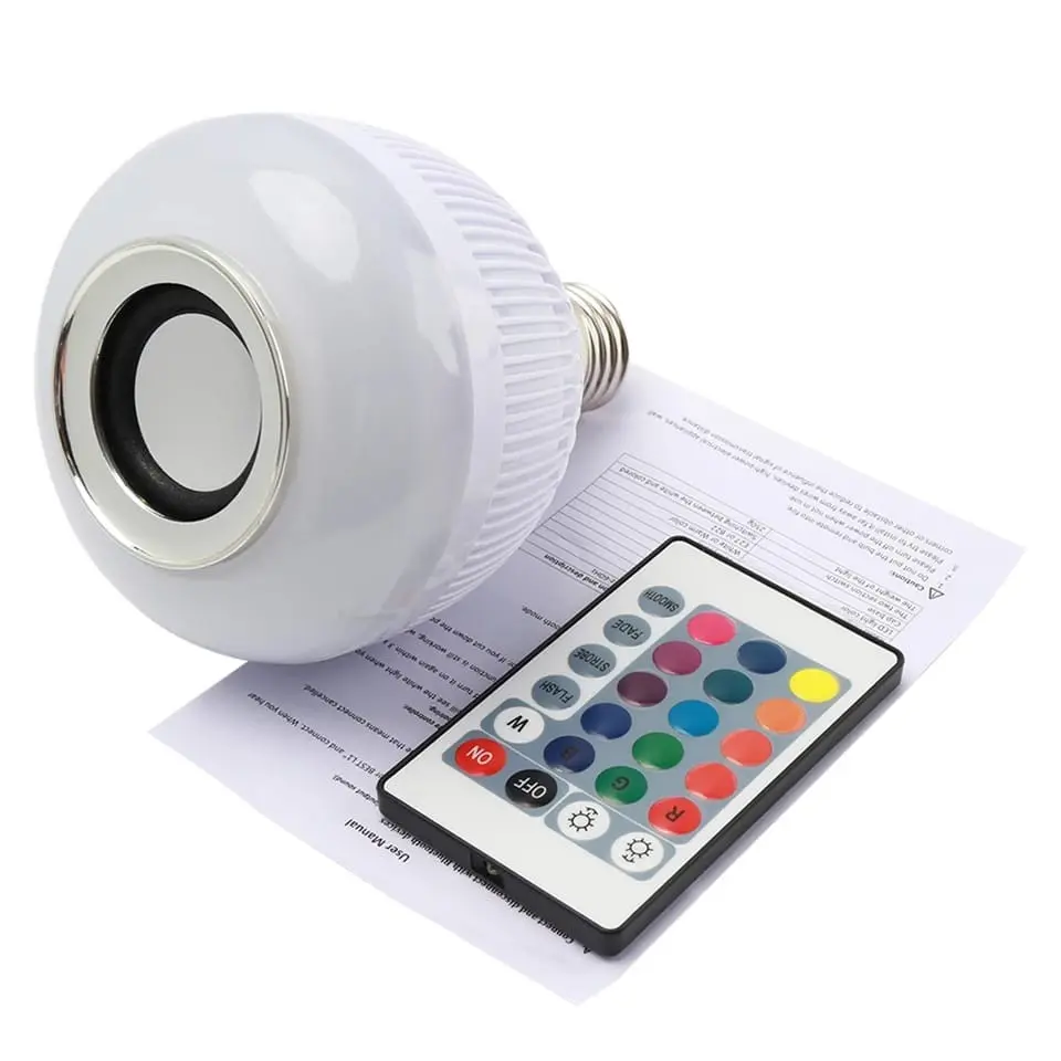 Lâmpada Bluetooth Led Caixa De Som Branca.webp