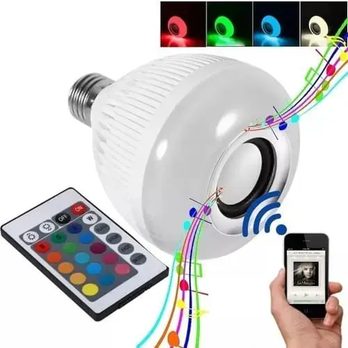 Lâmpada Bluetooth Led Caixa De Som Com Controle.webp