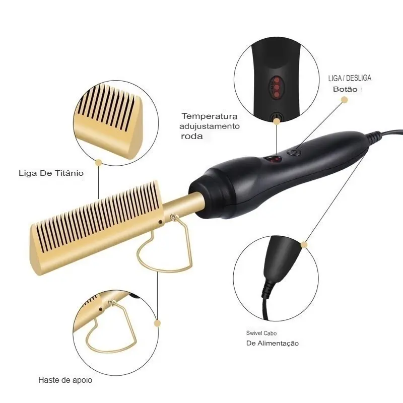 Pente Elétrico Alisador Cabelo Aquecimento Material.webp