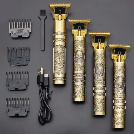 Máquina De Cortar Cabelo Profissional Acabamento Sem Fio Cabelo Barba Pezinho Recarregável 4 Pentes Óleo Escovinha Premium