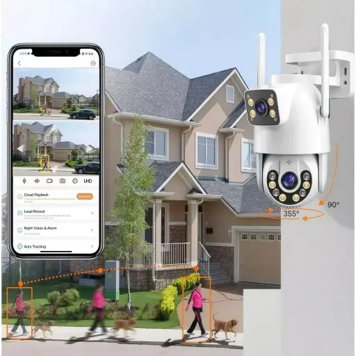 Câmera De Segurança a Prova de água Lente Dupla IP66 Camera IP WiFi 360