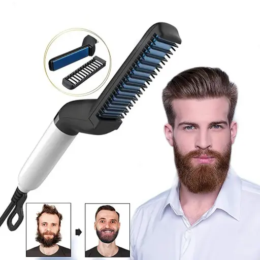 Escova Barba Chapinha Modelador Pente Portatil Para Cabelo Masculino Pente Eletrico Alisadora